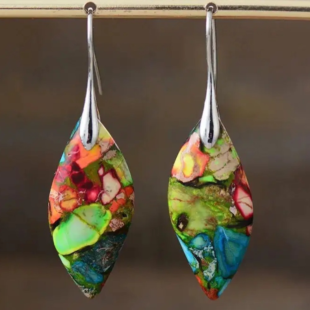 Handmade Polished Lightweight Stone Earrings - Picture 7 of 16